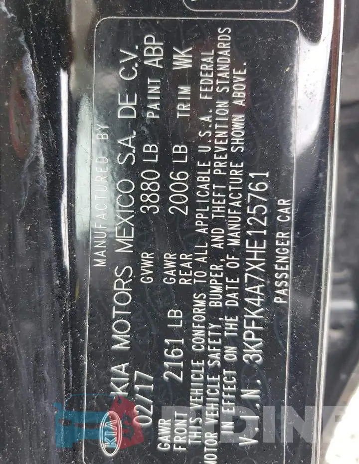3KPFK4A7XHE125761 Photo# 13
