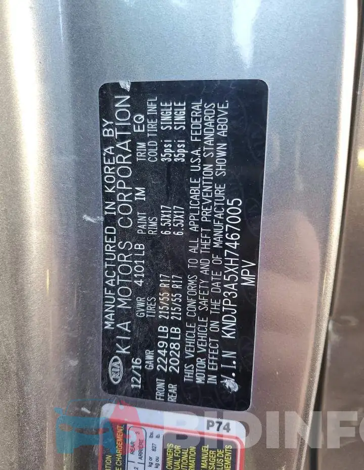 KNDJP3A5XH7467005 Photo# 12
