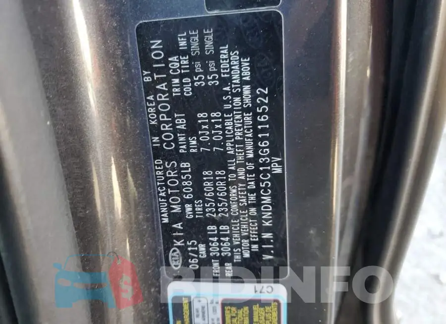 KNDMC5C13G6116522 Photo# 13