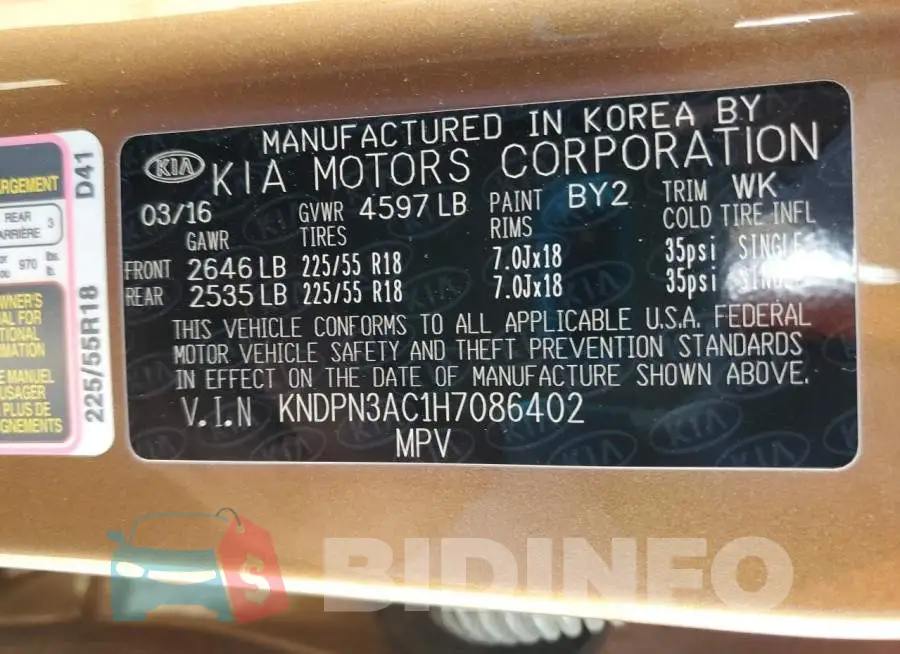 KNDPN3AC1H7086402 Photo# 12