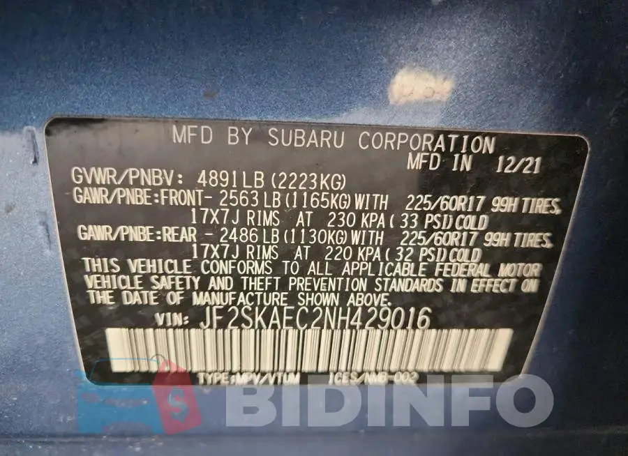JF2SKAEC2NH429016 Photo# 13