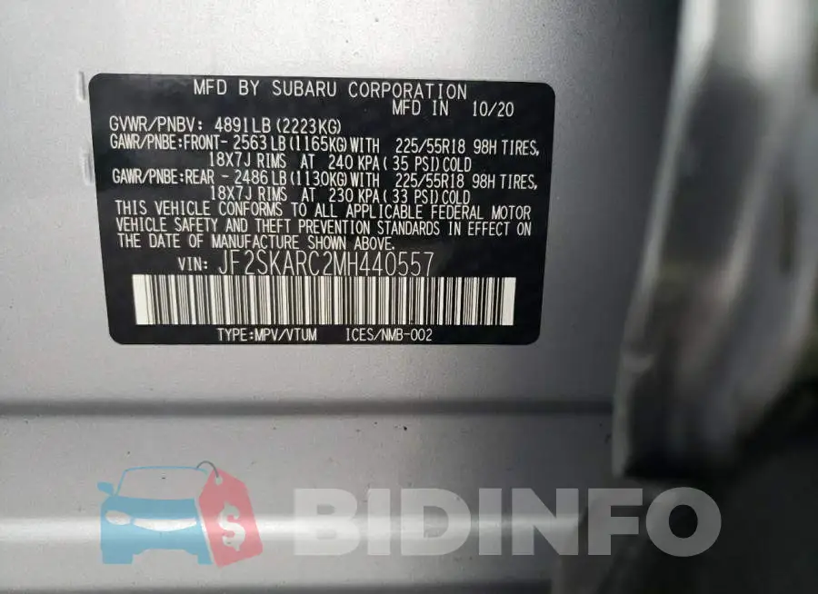 JF2SKARC2MH440557 Photo# 14