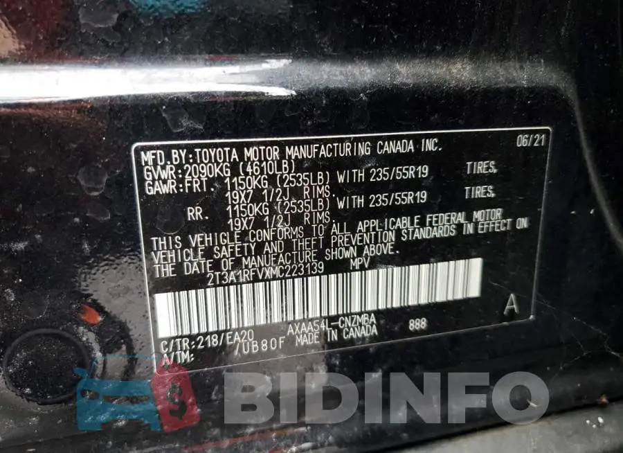 2T3A1RFVXMC223139 Photo# 13