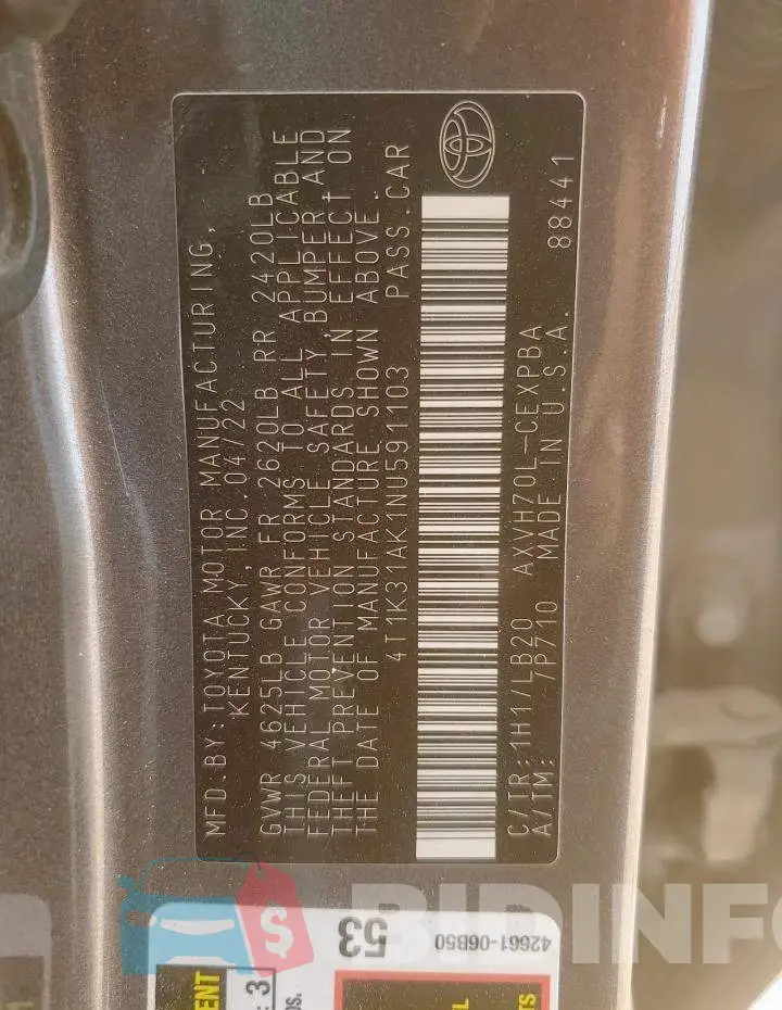 4T1K31AK1NU591103 Photo# 13