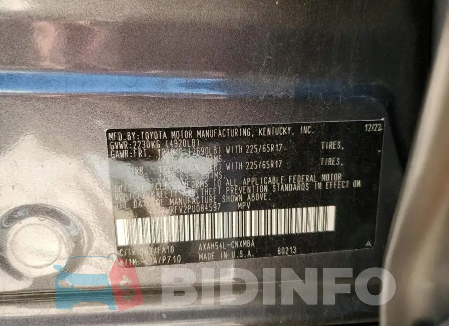 4T3RWRFV2PU084597 Photo# 13