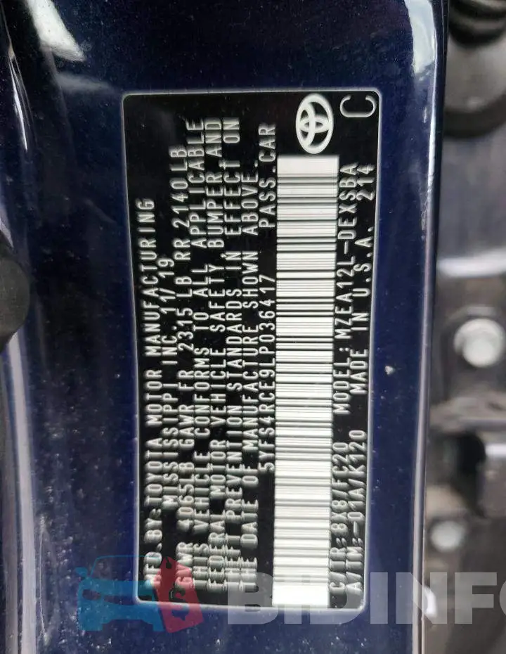 5YFS4RCE9LP036417 Photo# 12