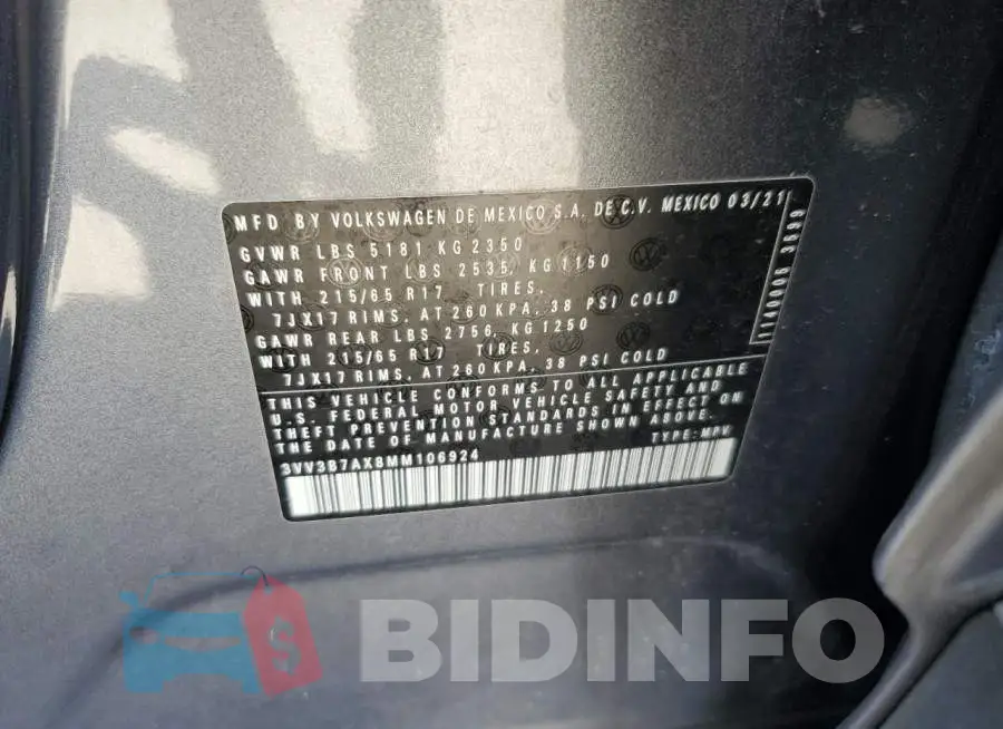 3VV3B7AX8MM106924 Photo# 14