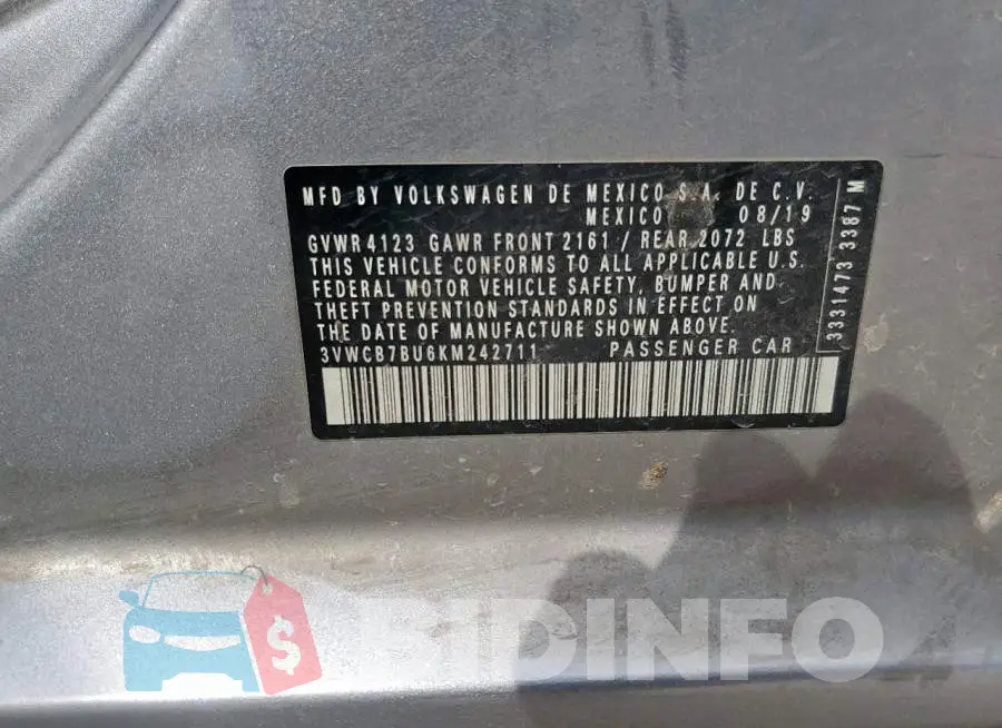 3VWCB7BU6KM242711 Photo# 12