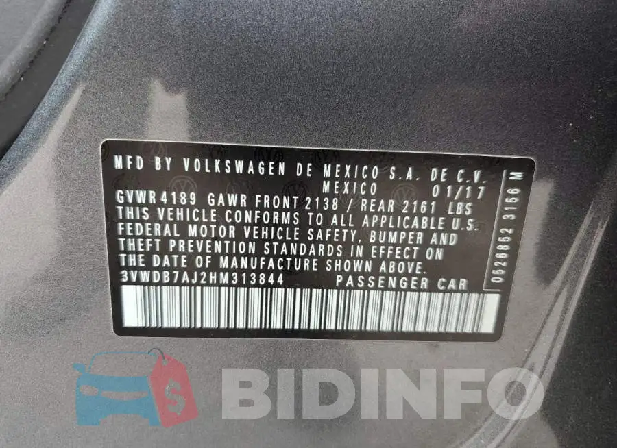 3VWDB7AJ2HM313844 Photo# 12