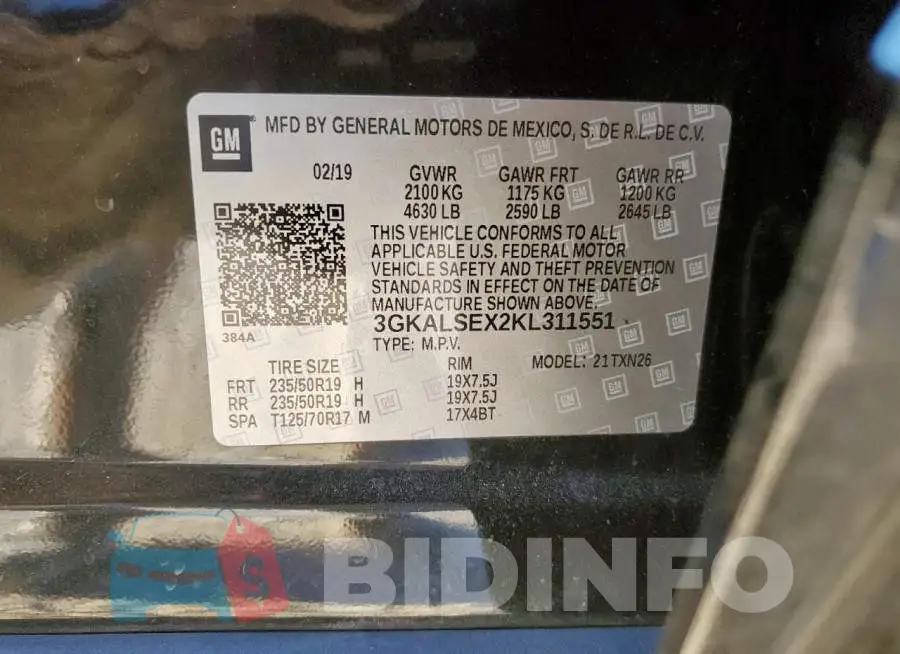 3GKALSEX2KL311551 Photo# 14