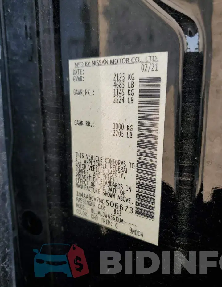 1N4AA6CV7MC506673 Photo# 13