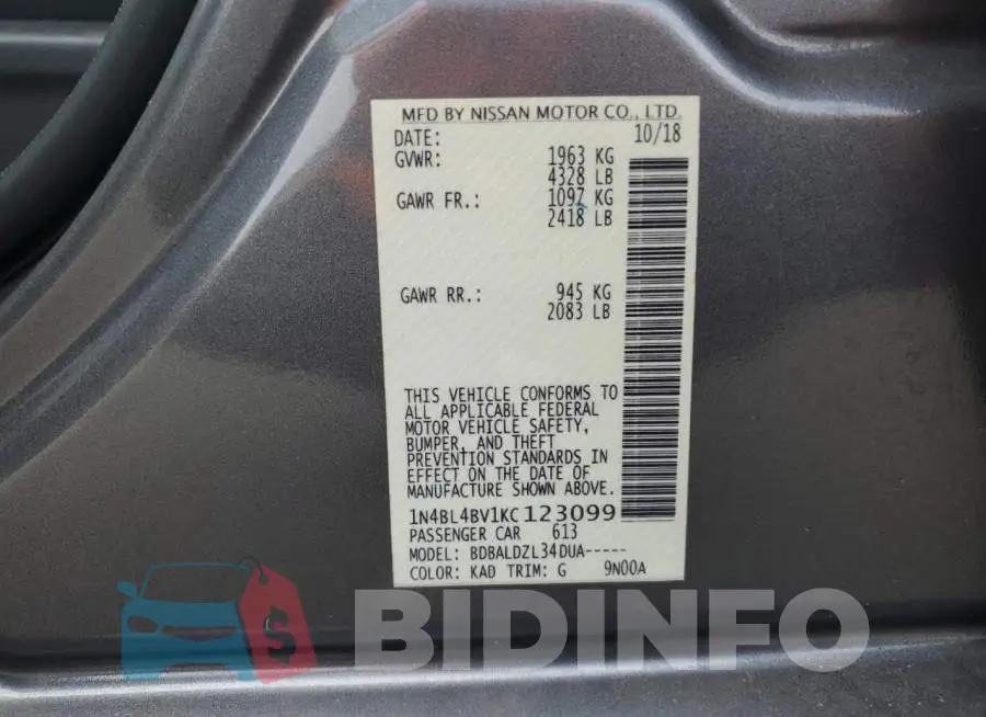 1N4BL4BV1KC123099 Photo# 12