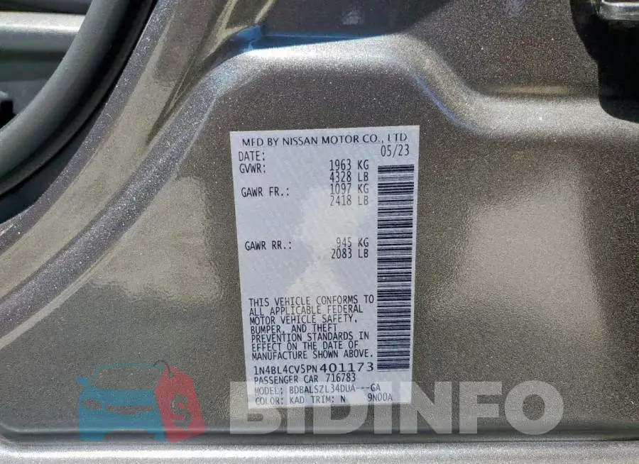 1N4BL4CV5PN401173 Photo# 12