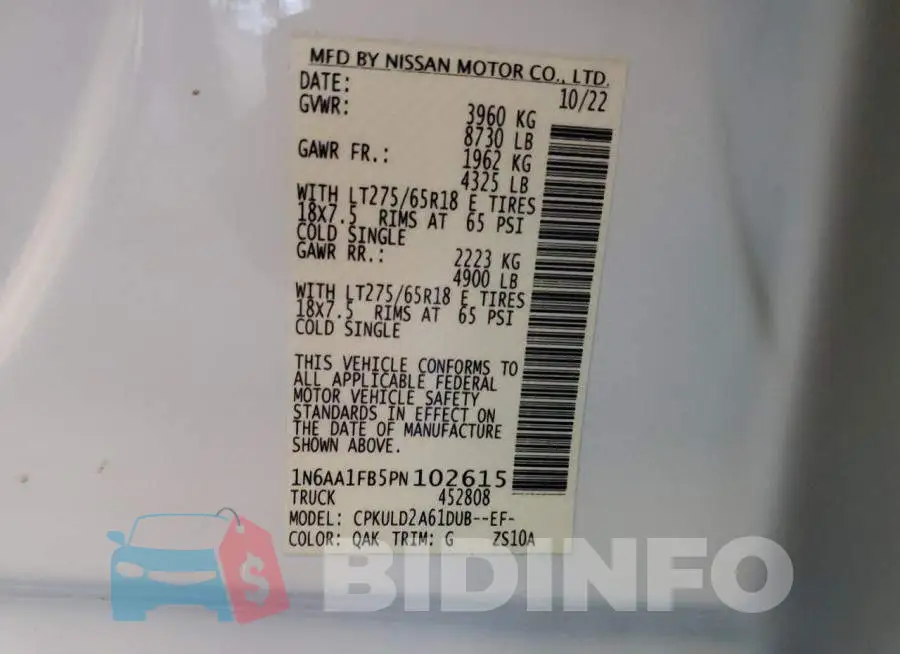1N6AA1FB5PN102615 Photo# 12