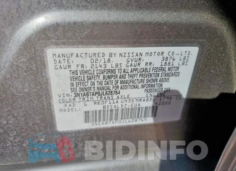 3N1AB7AP0JL628764 Photo# 12