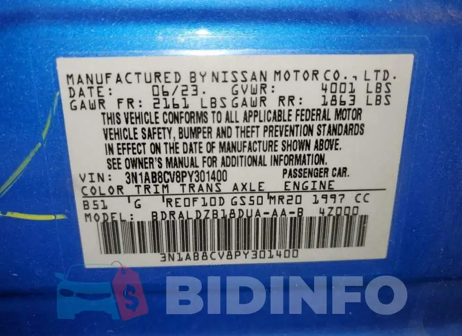 3N1AB8CV8PY301400 Photo# 12