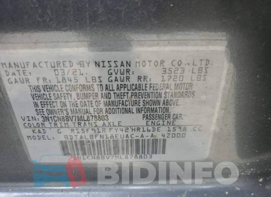 3N1CN8BV7ML878803 Photo# 12