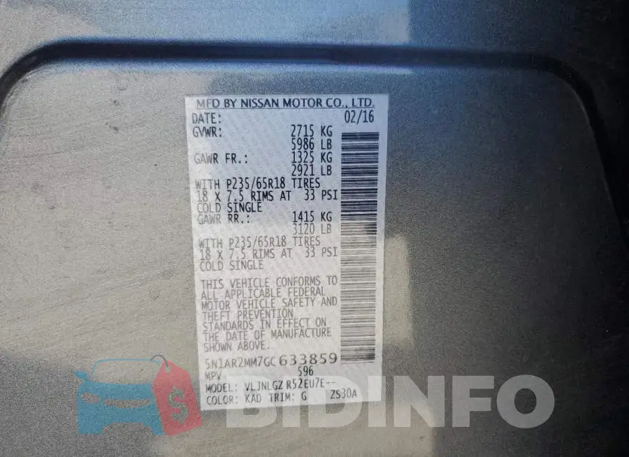 5N1AR2MM7GC633859 Photo# 13