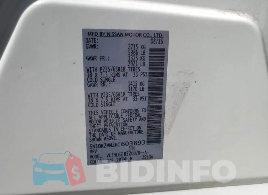 5N1DR2MM2HC603893 Photo# 13