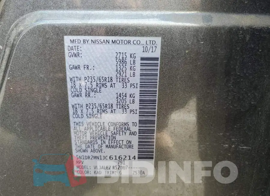 5N1DR2MN1JC616214 Photo# 13
