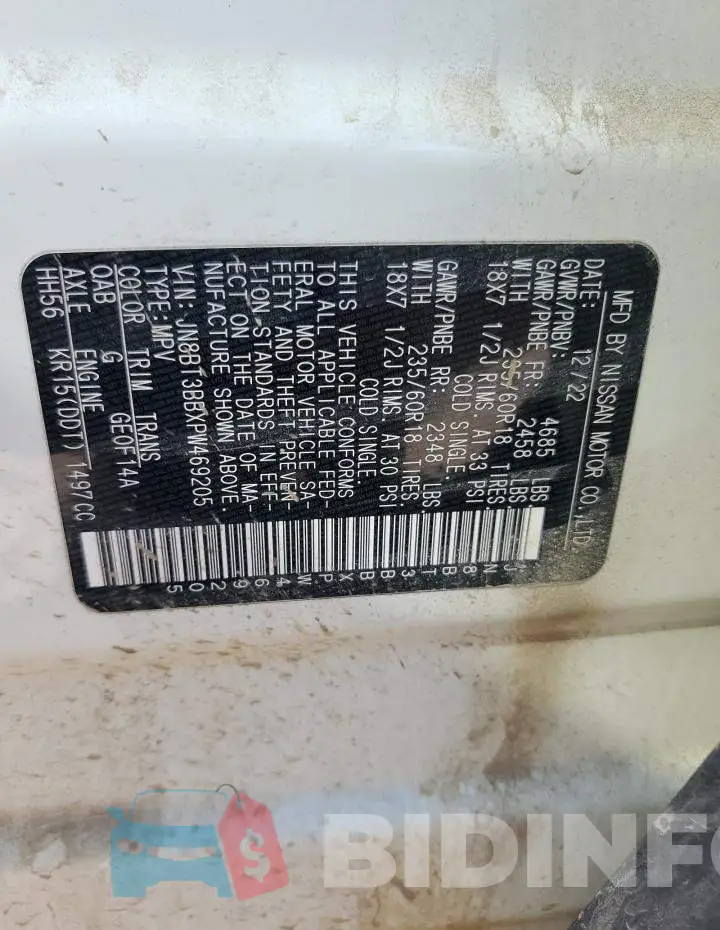 JN8BT3BBXPW469205 Photo# 13