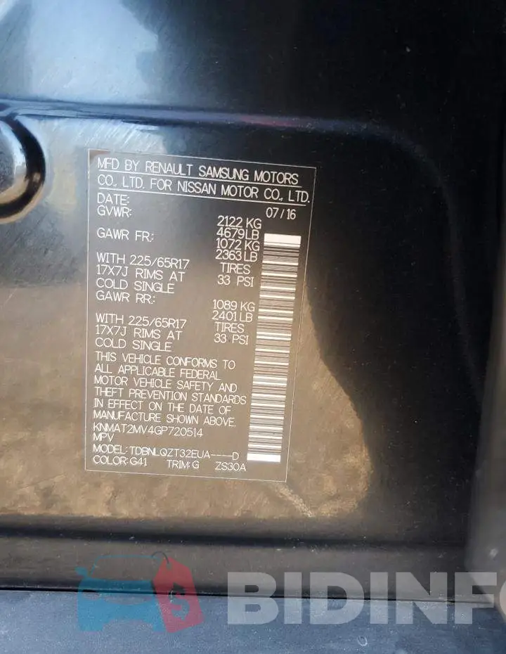 KNMAT2MV4GP720514 Photo# 12