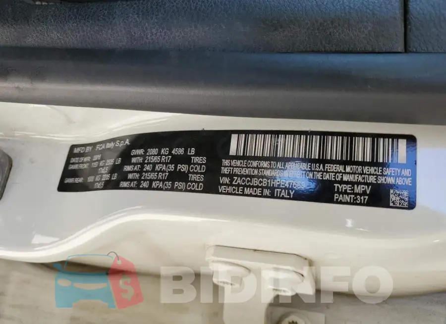 ZACCJBCB1HPE47669 Photo# 13