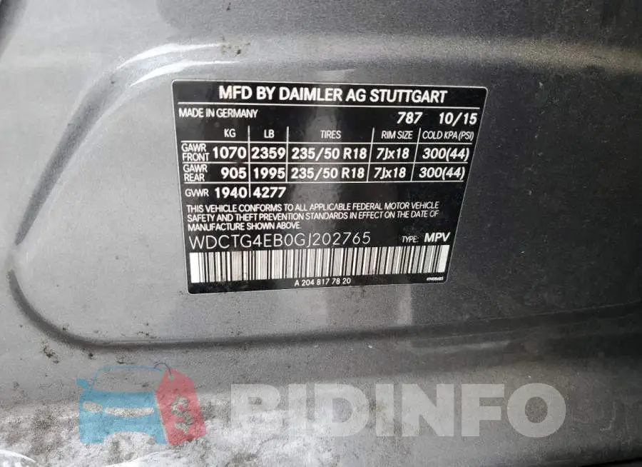 WDCTG4EB0GJ202765 Photo# 13