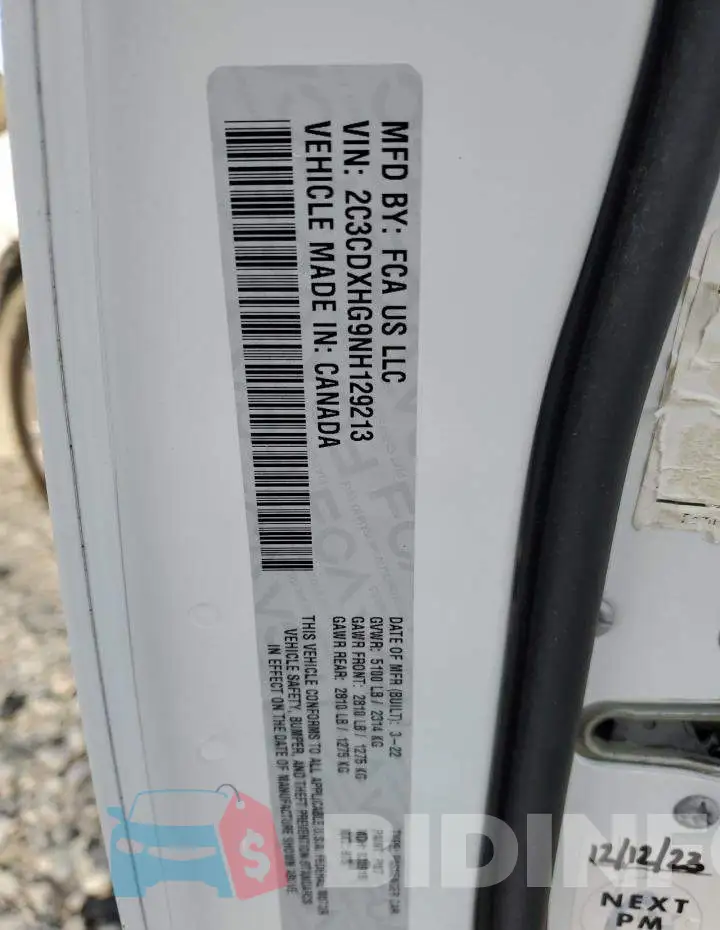 2C3CDXHG9NH129213 Photo# 13