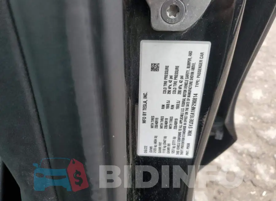 5YJ3E1EA1NF290814 Photo# 12