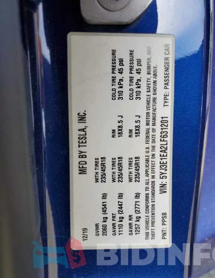 5YJ3E1EA2LF631201 Photo# 12