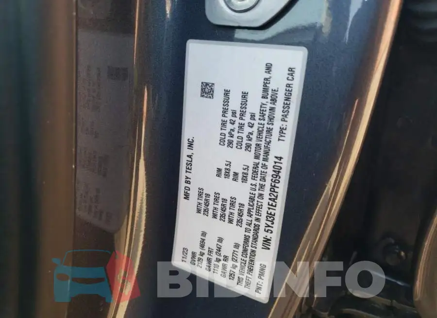 5YJ3E1EA2PF694014 Photo# 12