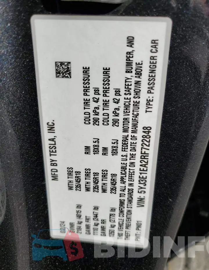 5YJ3E1EA2RF722848 Photo# 13