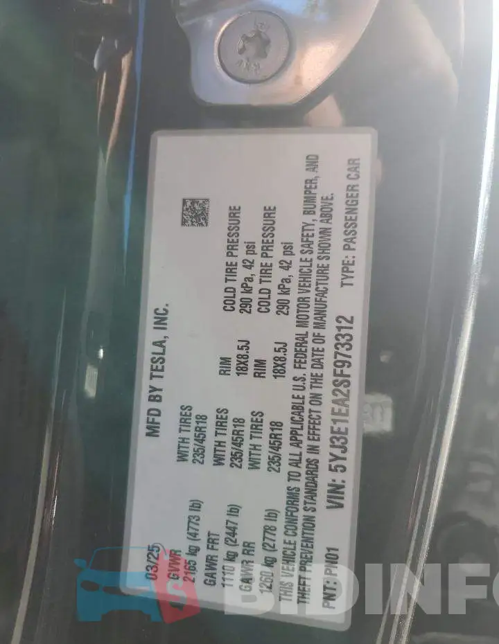 5YJ3E1EA2SF973312 Photo# 12