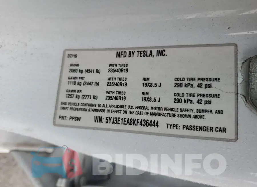 5YJ3E1EA8KF436444 Photo# 12