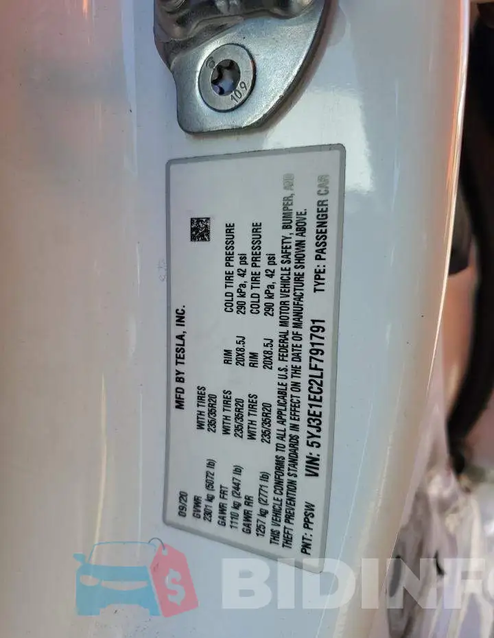5YJ3E1EC2LF791791 Photo# 12