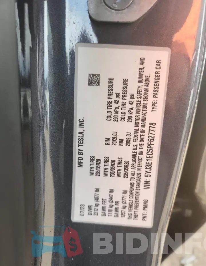 5YJ3E1EC5PF627778 Photo# 13