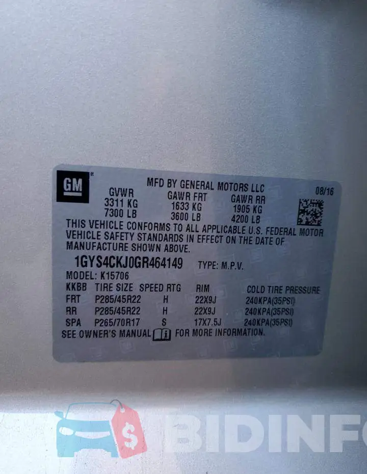 1GYS4CKJ0GR464149 Photo# 13