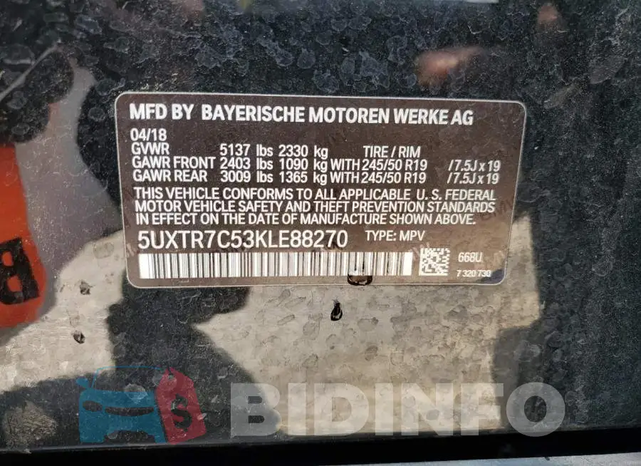 5UXTR7C53KLE88270 Photo# 14