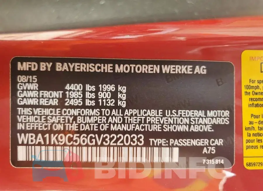 WBA1K9C56GV322033 Photo# 12