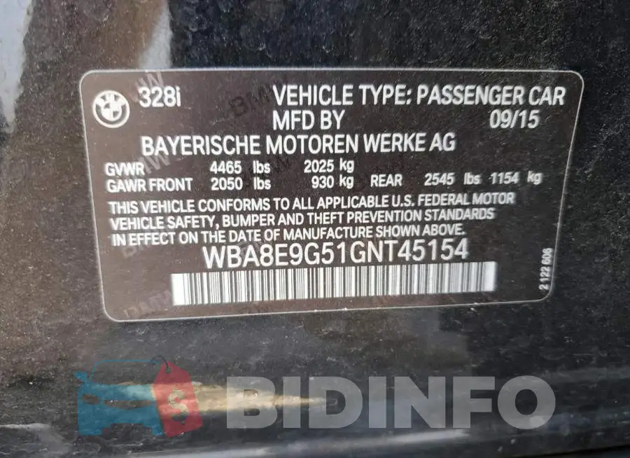 WBA8E9G51GNT45154 Photo# 12
