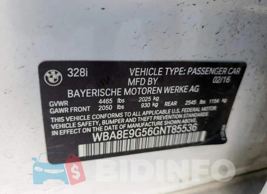 WBA8E9G56GNT85536 Photo# 12