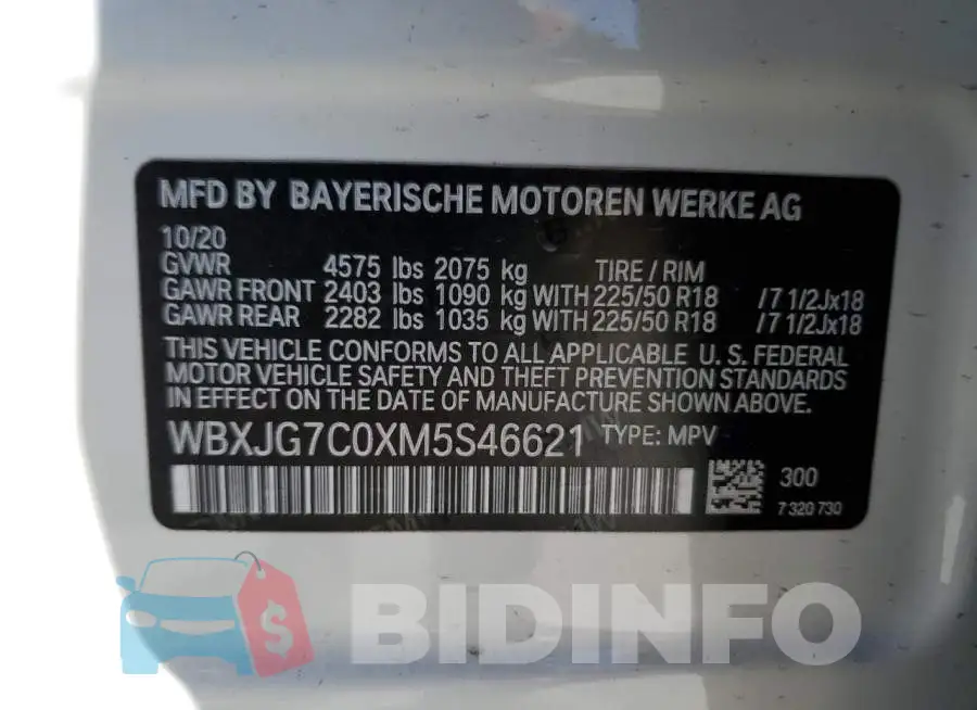WBXJG7C0XM5S46621 Photo# 14