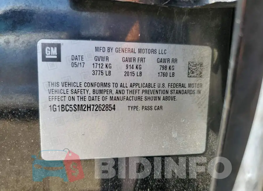 1G1BC5SM2H7262854 Photo# 12