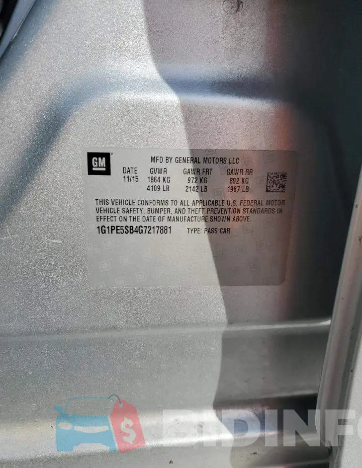 1G1PE5SB4G7217881 Photo# 12