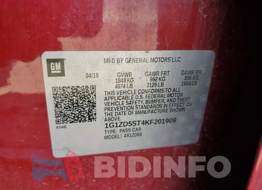 1G1ZD5ST4KF201909 Photo# 12