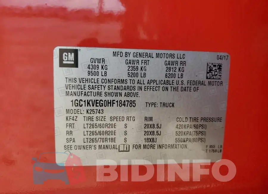 1GC1KVEG0HF184785 Photo# 12