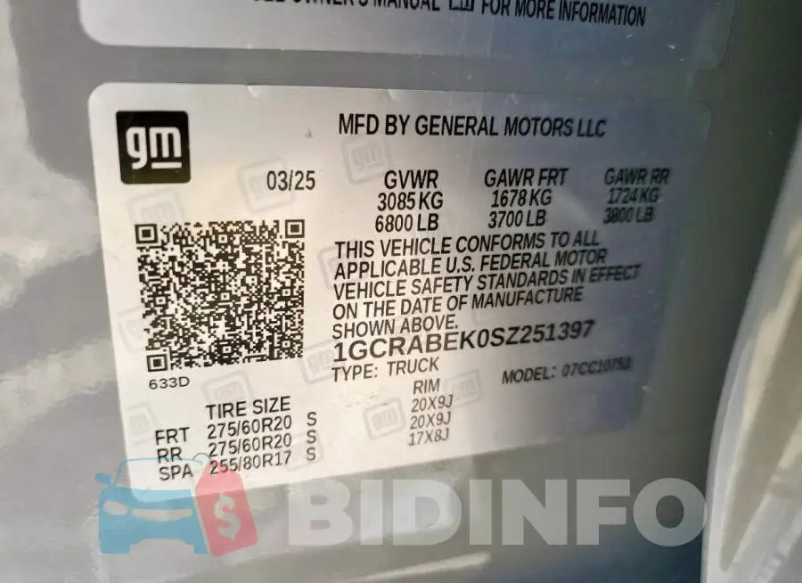 1GCRABEK0SZ251397 Photo# 12