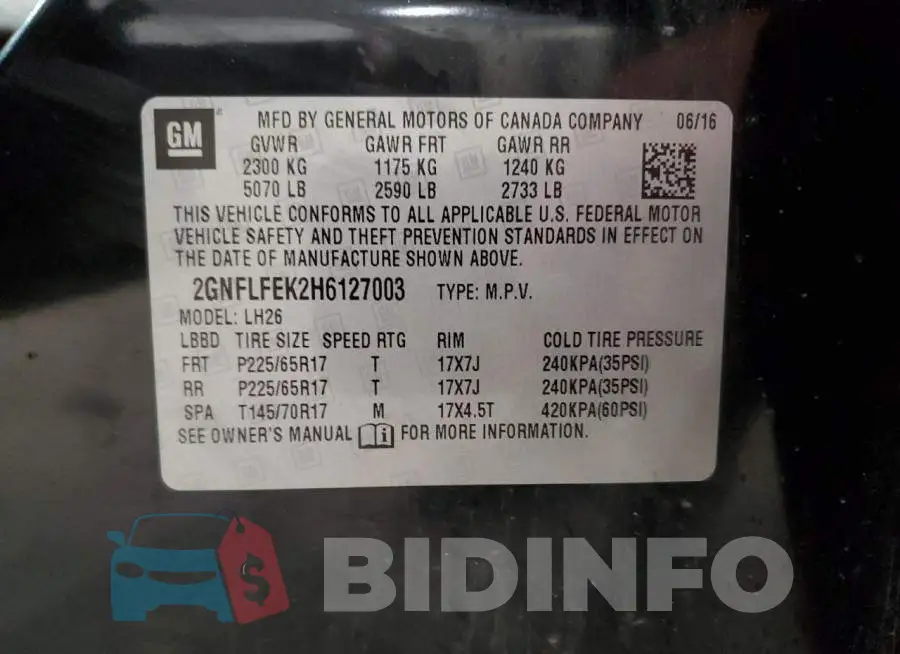 2GNFLFEK2H6127003 Photo# 13