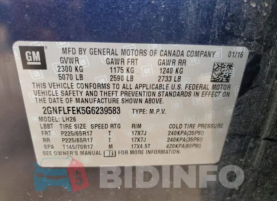 2GNFLFEK5G6239583 Photo# 14